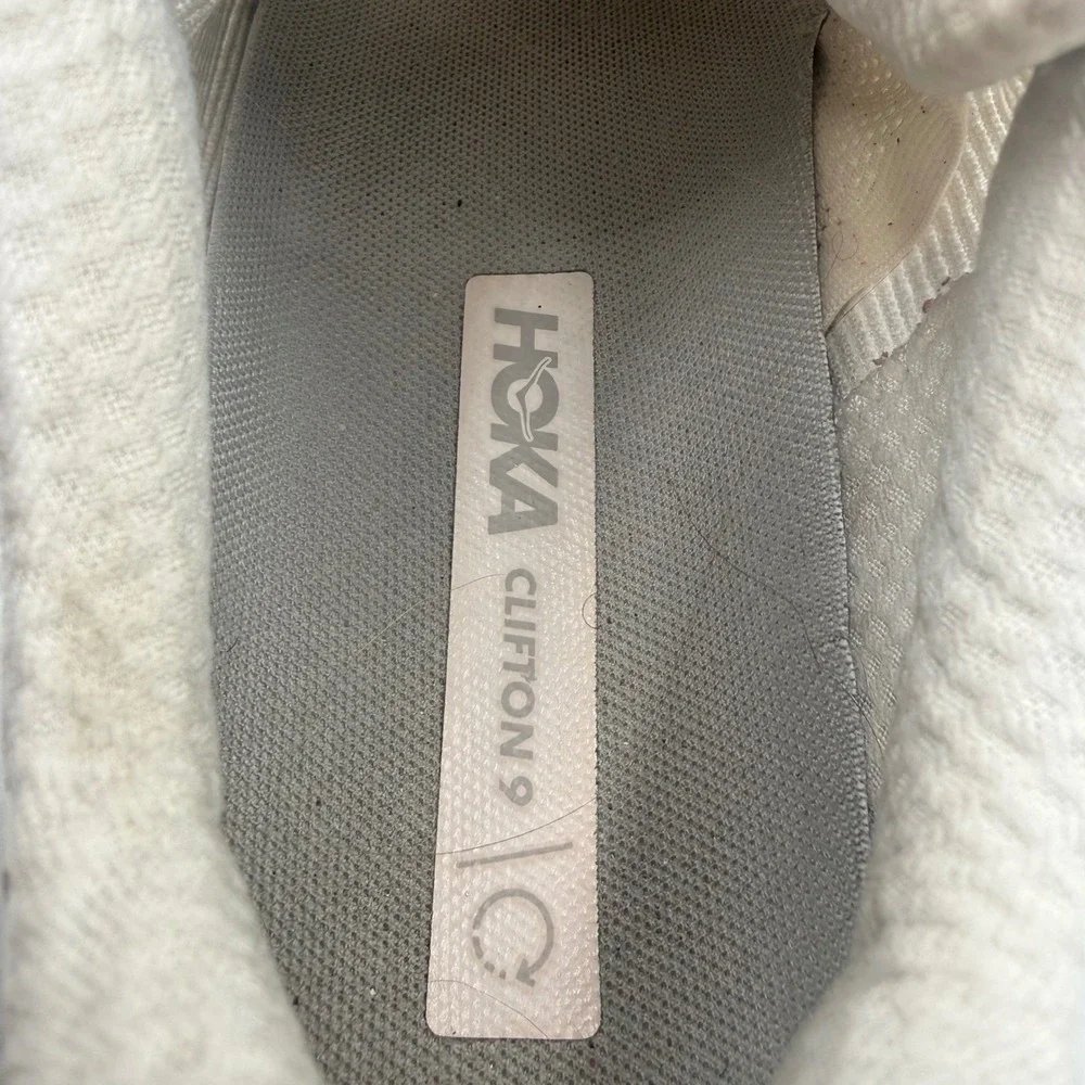 Hoka One‎ One Clifton 9 Running Shoes White Women's Size 7.5 Athletic Sneakers